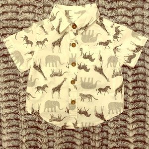 0-3M Zoo Animals Button Down